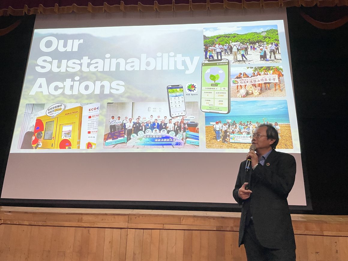 雄中校園講座，日月光高雄廠副總李政傑至雄中介紹日月光對永續議題所做的項目與計畫